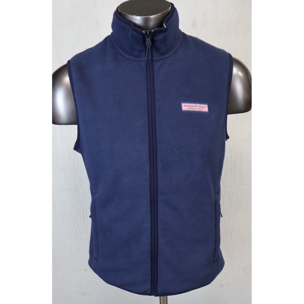 Vineyard Vines Harbor Fleece Vest Size S‎ New With Tags Navy Blue Full Zip